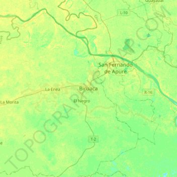 Biruaca topographic map, elevation, terrain