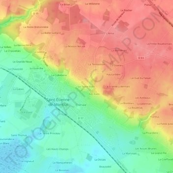 Le Tertre Blanc topographic map, elevation, terrain