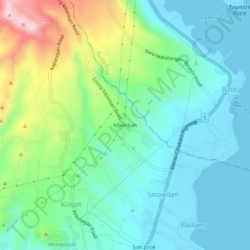 Kibanban topographic map, elevation, terrain