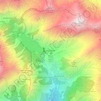 Alpe Cheggio topographic map, elevation, terrain