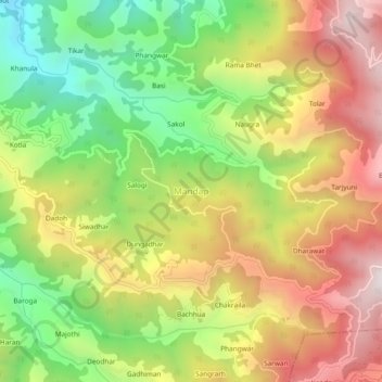 Mandap topographic map, elevation, terrain