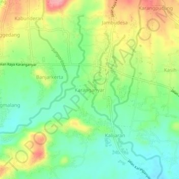 Karanganyar topographic map, elevation, terrain