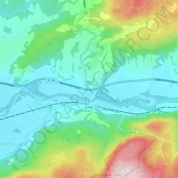 Hegra topographic map, elevation, terrain