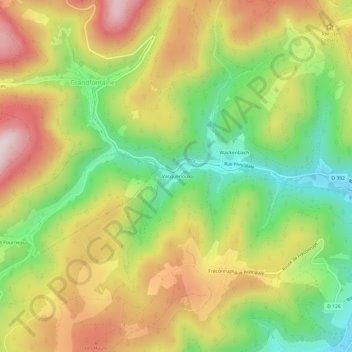 Vacquenoux topographic map, elevation, terrain