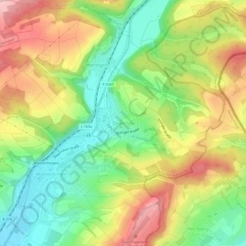 Degernau topographic map, elevation, terrain