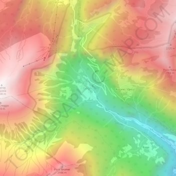 Goglio topographic map, elevation, terrain