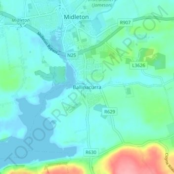 Ballinacurra topographic map, elevation, terrain