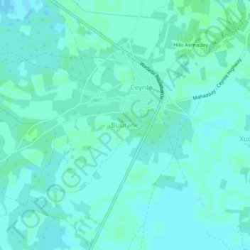Buurane topographic map, elevation, terrain