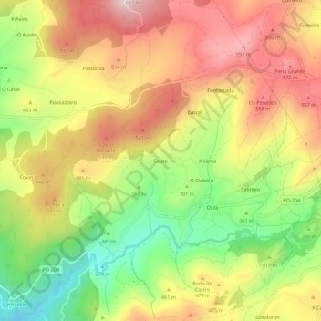 Souto topographic map, elevation, terrain