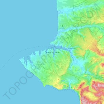 Sewastopol topographic map, elevation, terrain