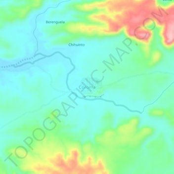Coroma topographic map, elevation, terrain