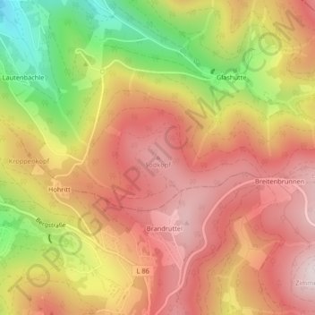 Sodkopf topographic map, elevation, terrain