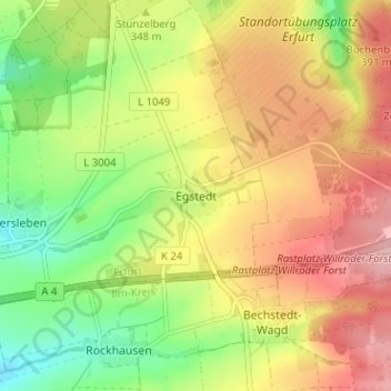 Egstedt topographic map, elevation, terrain
