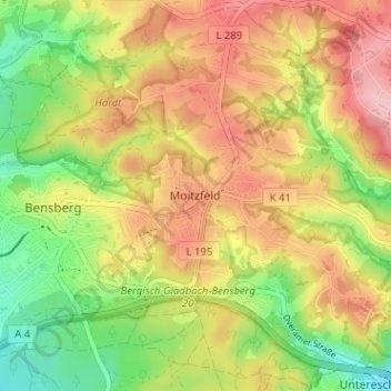 Moitzfeld topographic map, elevation, terrain