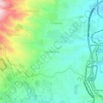 Cigombong topographic map, elevation, terrain