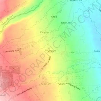 Wangan topographic map, elevation, terrain