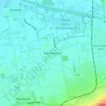 Stockhausen topographic map, elevation, terrain