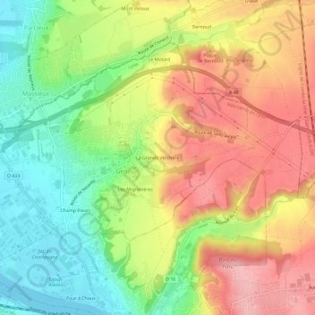 La Grande Verchère topographic map, elevation, terrain
