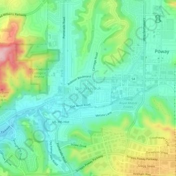 Ipai Waaypuk topographic map, elevation, terrain