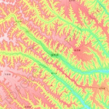 Zhenyuan topographic map, elevation, terrain