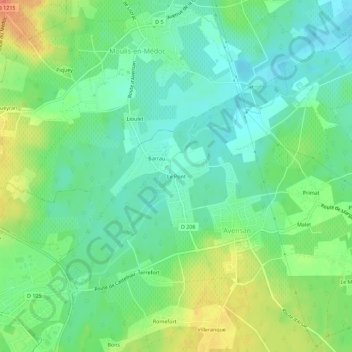Le Pont topographic map, elevation, terrain