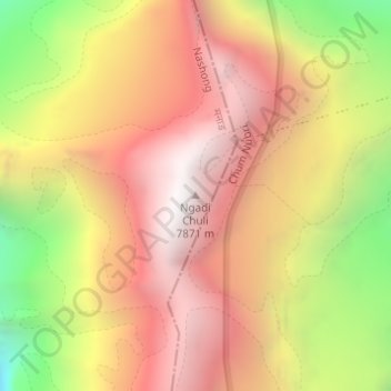 Ngadi Chuli topographic map, elevation, terrain