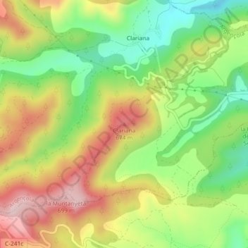 Clariana topographic map, elevation, terrain
