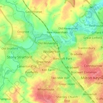 Wolverton topographic map, elevation, terrain