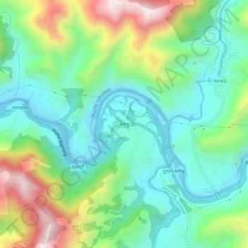 Malekhu topographic map, elevation, terrain