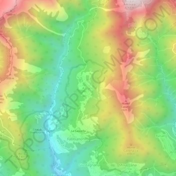 Azzano topographic map, elevation, terrain