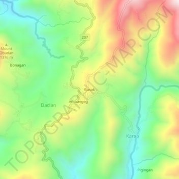 Busok topographic map, elevation, terrain