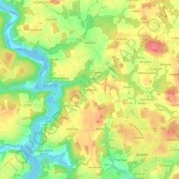 Brangoulo topographic map, elevation, terrain
