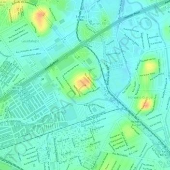 Morro da Cruz topographic map, elevation, terrain
