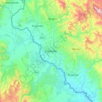Cibitoke topographic map, elevation, terrain