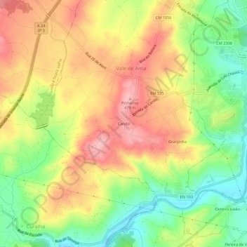 Cando topographic map, elevation, terrain