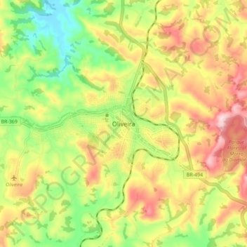Oliveira topographic map, elevation, terrain