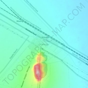 Maungu topographic map, elevation, terrain