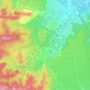 Chante-Grillet topographic map, elevation, terrain
