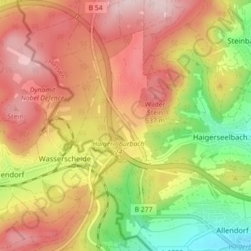 Kalteiche topographic map, elevation, terrain