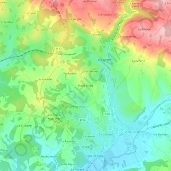 Pierre Brune topographic map, elevation, terrain