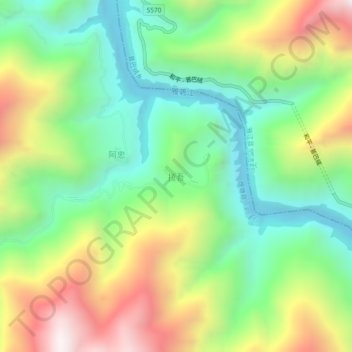 Lawu topographic map, elevation, terrain