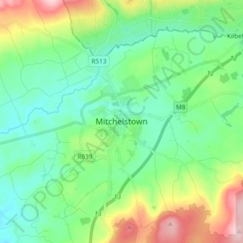 Mitchelstown topographic map, elevation, terrain