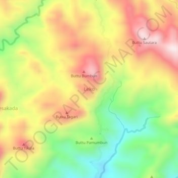 Leko topographic map, elevation, terrain