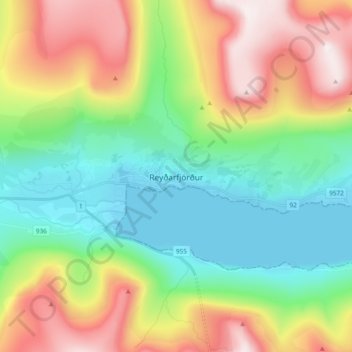 Reyðarfjörður topographic map, elevation, terrain