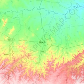 Beed Topographic Map, Elevation, Terrain