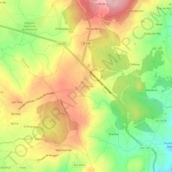 Cambeo topographic map, elevation, terrain