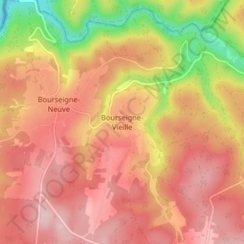 Bourseigne-Vieille topographic map, elevation, terrain