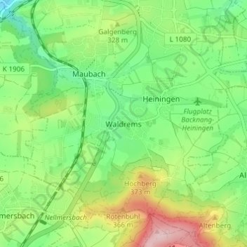 Waldrems topographic map, elevation, terrain