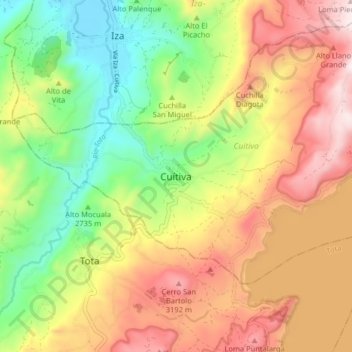 Cuítiva topographic map, elevation, terrain