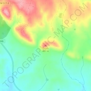 Tojais topographic map, elevation, terrain